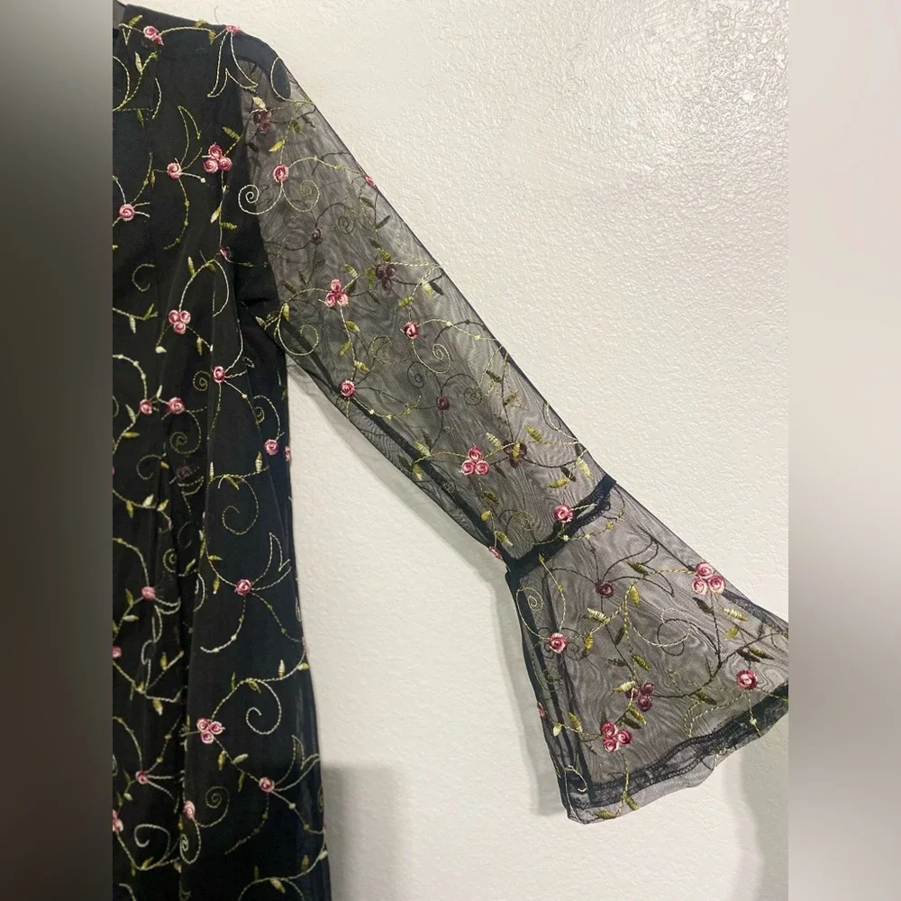 BCBGeneration Black Dress with Pink Floral Embroidery - Picture 5 of 8